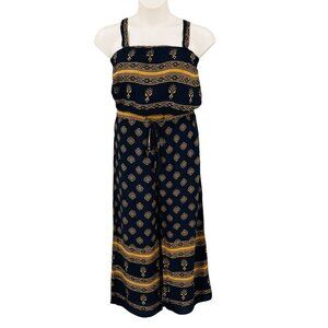 By Together Sleeveless Romper Size M Black Gold Rayon Wide Leg